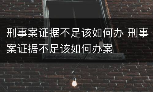 刑事案证据不足该如何办 刑事案证据不足该如何办案