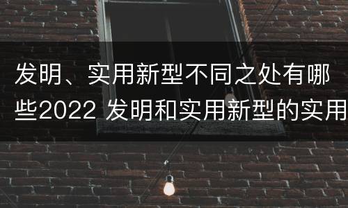 发明、实用新型不同之处有哪些2022 发明和实用新型的实用性