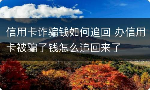 信用卡诈骗钱如何追回 办信用卡被骗了钱怎么追回来了