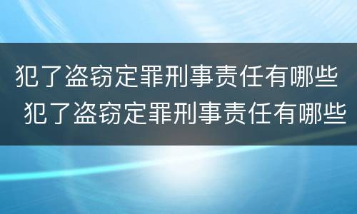 犯了盗窃定罪刑事责任有哪些 犯了盗窃定罪刑事责任有哪些