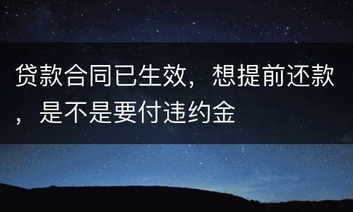 贷款合同已生效，想提前还款，是不是要付违约金