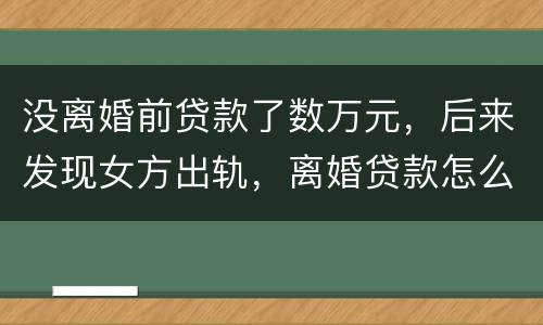 没离婚前贷款了数万元，后来发现女方出轨，离婚贷款怎么算