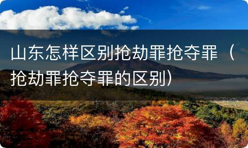 山东怎样区别抢劫罪抢夺罪（抢劫罪抢夺罪的区别）