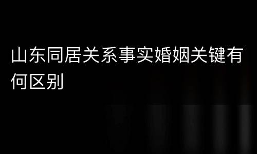 山东同居关系事实婚姻关键有何区别