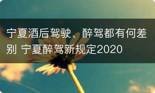 宁夏酒后驾驶、醉驾都有何差别 宁夏醉驾新规定2020