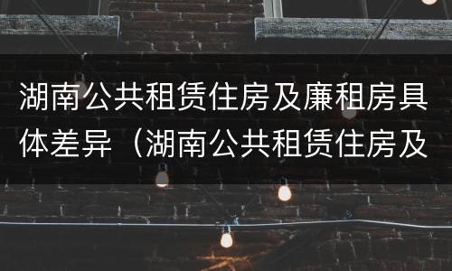 湖南公共租赁住房及廉租房具体差异（湖南公共租赁住房及廉租房具体差异有哪些）