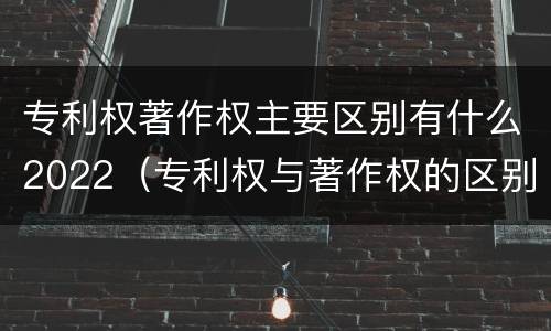 专利权著作权主要区别有什么2022（专利权与著作权的区别与联系）