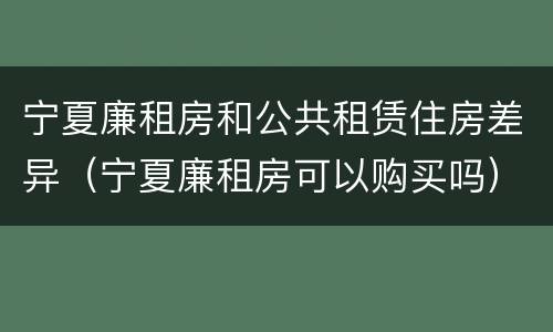 宁夏廉租房和公共租赁住房差异（宁夏廉租房可以购买吗）