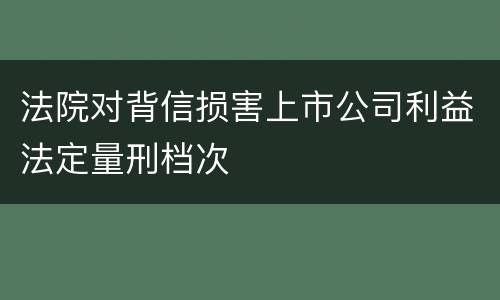 法院对背信损害上市公司利益法定量刑档次