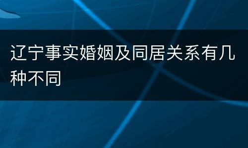 辽宁事实婚姻及同居关系有几种不同