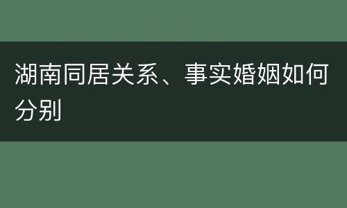 湖南同居关系、事实婚姻如何分别