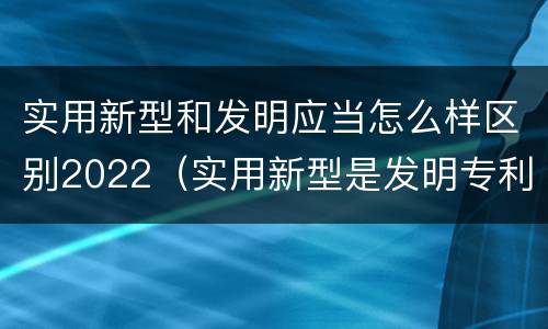 实用新型和发明应当怎么样区别2022（实用新型是发明专利吗）