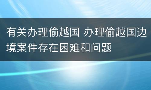 有关办理偷越国 办理偷越国边境案件存在困难和问题