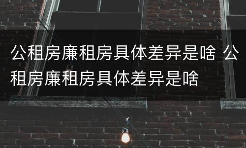 公租房廉租房具体差异是啥 公租房廉租房具体差异是啥