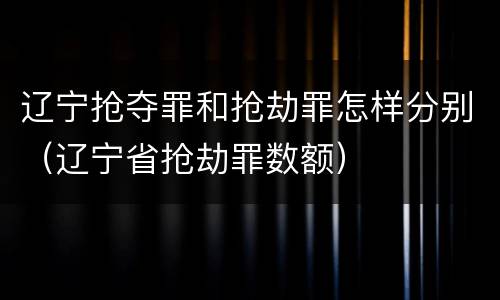 辽宁抢夺罪和抢劫罪怎样分别（辽宁省抢劫罪数额）