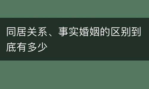 同居关系、事实婚姻的区别到底有多少