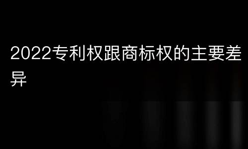 2022专利权跟商标权的主要差异