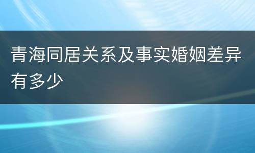 青海同居关系及事实婚姻差异有多少