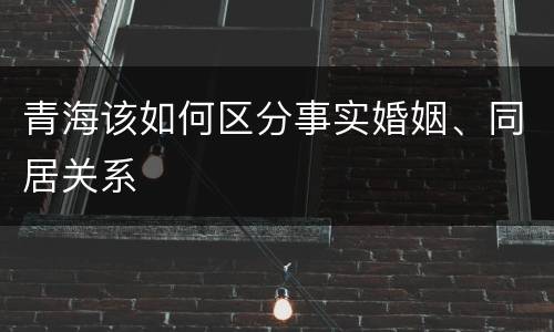 青海该如何区分事实婚姻、同居关系