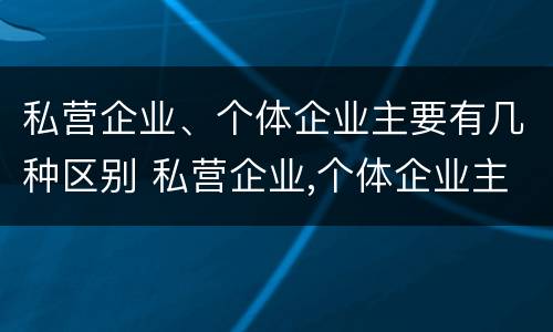 私营企业、个体企业主要有几种区别 私营企业,个体企业主要有几种区别