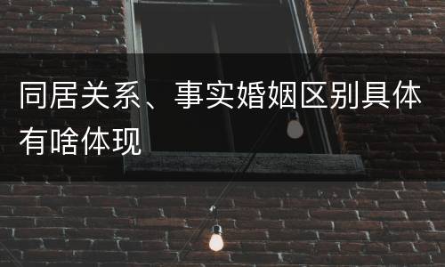 同居关系、事实婚姻区别具体有啥体现