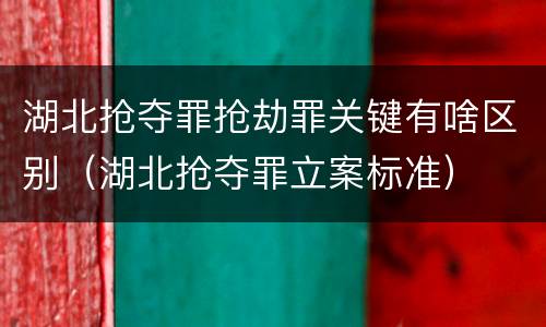 湖北抢夺罪抢劫罪关键有啥区别（湖北抢夺罪立案标准）