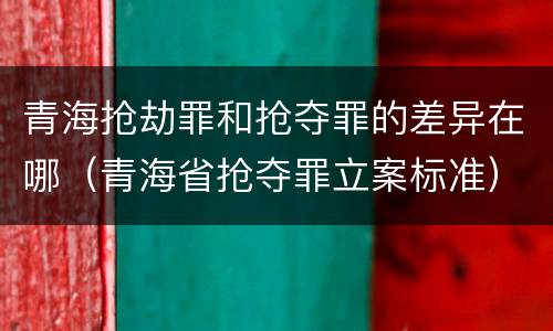 青海抢劫罪和抢夺罪的差异在哪（青海省抢夺罪立案标准）