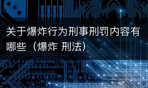 关于爆炸行为刑事刑罚内容有哪些（爆炸 刑法）