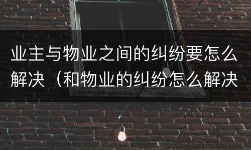 业主与物业之间的纠纷要怎么解决（和物业的纠纷怎么解决）