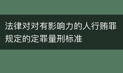 法律对对有影响力的人行贿罪规定的定罪量刑标准