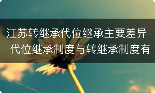 江苏转继承代位继承主要差异 代位继承制度与转继承制度有哪些不同