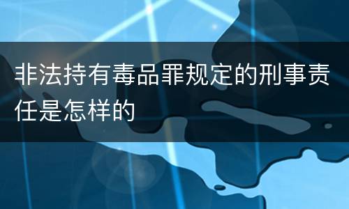 非法持有毒品罪规定的刑事责任是怎样的