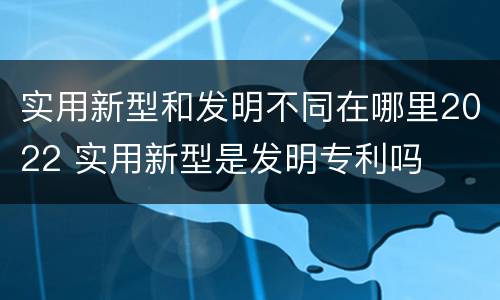 实用新型和发明不同在哪里2022 实用新型是发明专利吗