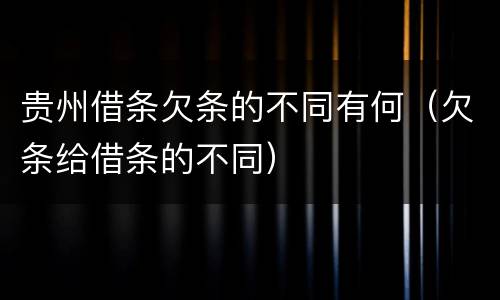 贵州借条欠条的不同有何（欠条给借条的不同）