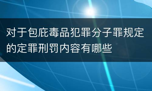 对于包庇毒品犯罪分子罪规定的定罪刑罚内容有哪些