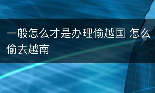 一般怎么才是办理偷越国 怎么偷去越南