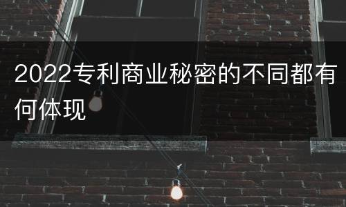 2022专利商业秘密的不同都有何体现