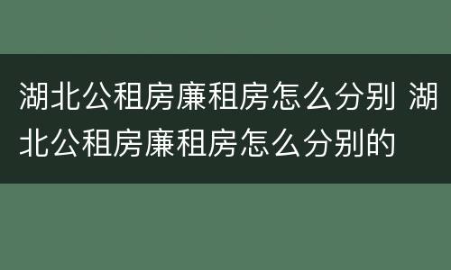 湖北公租房廉租房怎么分别 湖北公租房廉租房怎么分别的