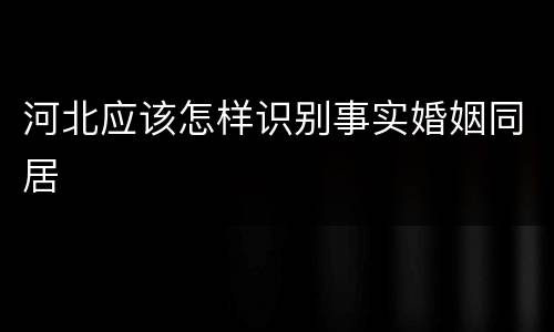 河北应该怎样识别事实婚姻同居