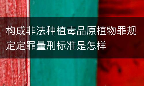 构成非法种植毒品原植物罪规定定罪量刑标准是怎样