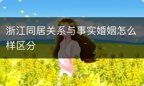 浙江同居关系与事实婚姻怎么样区分