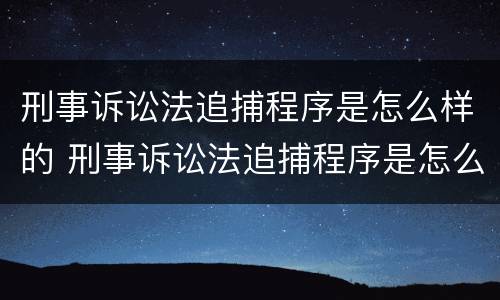 刑事诉讼法追捕程序是怎么样的 刑事诉讼法追捕程序是怎么样的案件