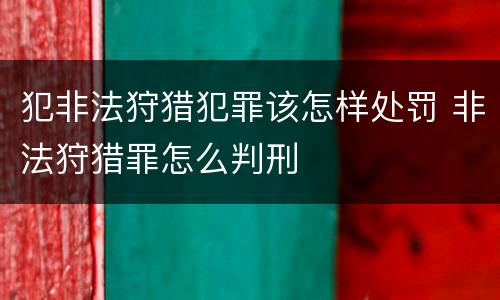 犯非法狩猎犯罪该怎样处罚 非法狩猎罪怎么判刑