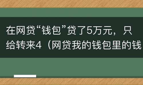 在网贷“钱包”贷了5万元，只给转来4（网贷我的钱包里的钱是真的吗）