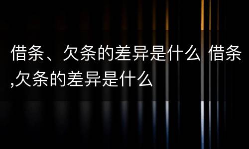 借条、欠条的差异是什么 借条,欠条的差异是什么