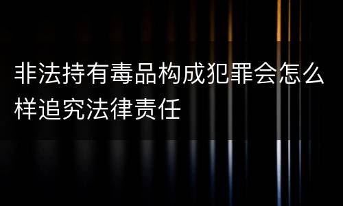 非法持有毒品构成犯罪会怎么样追究法律责任