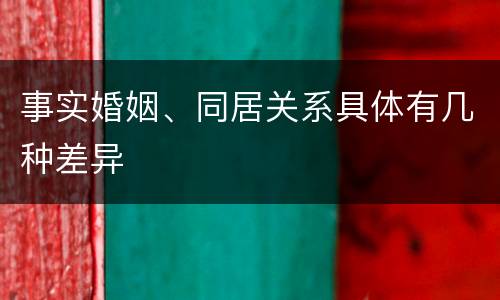 事实婚姻、同居关系具体有几种差异