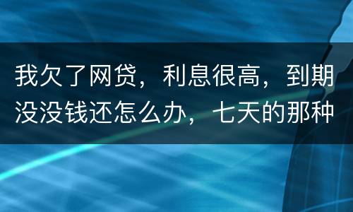 我欠了网贷，利息很高，到期没没钱还怎么办，七天的那种