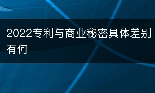 2022专利与商业秘密具体差别有何