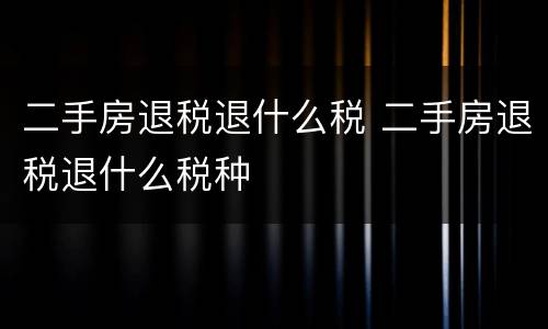 二手房退税退什么税 二手房退税退什么税种